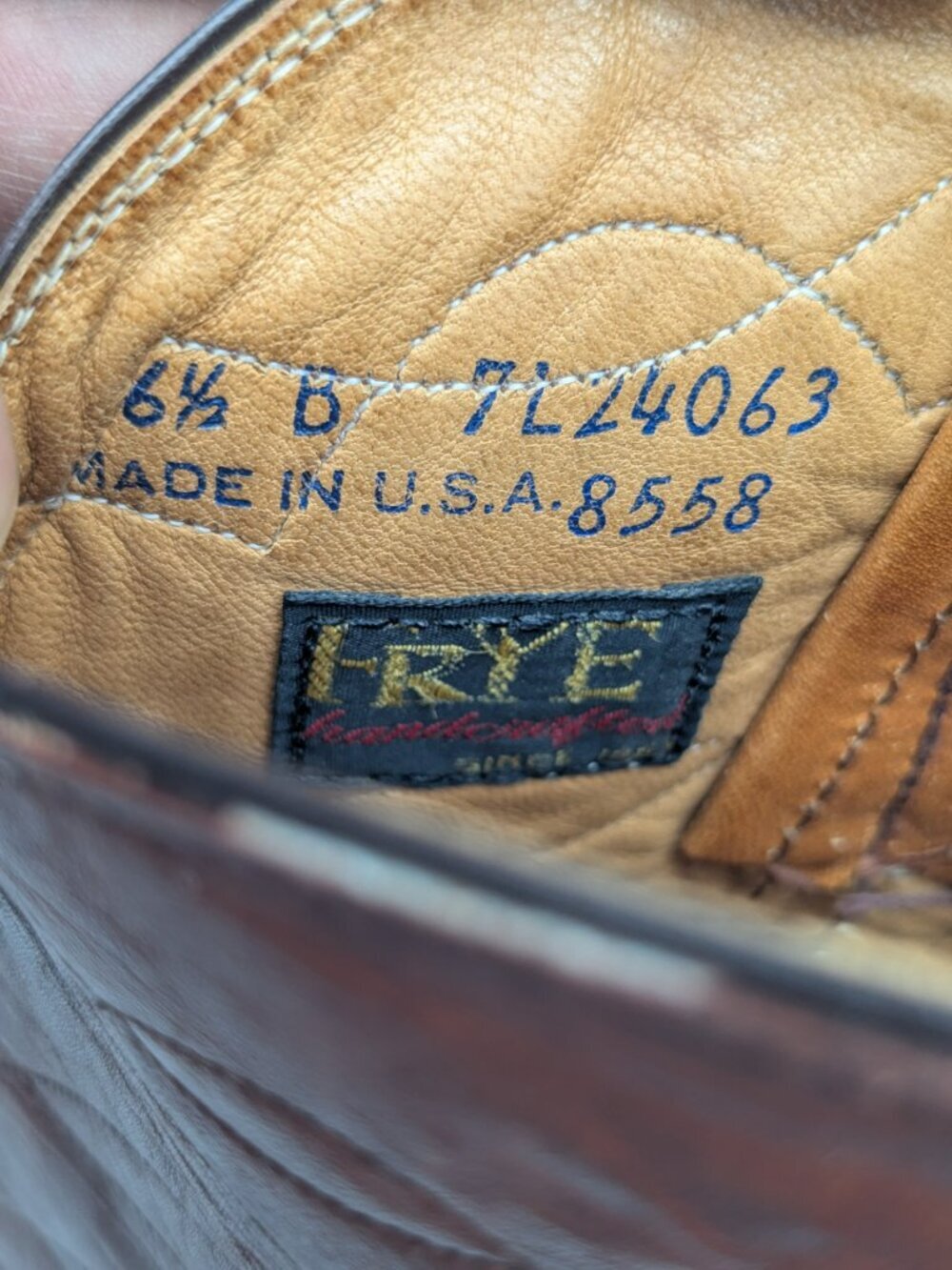 Vintage 1950-1970 FRYE Black Label Campus Stitch Tall Leather Boots 8558 6.5B - Picture 13 of 16